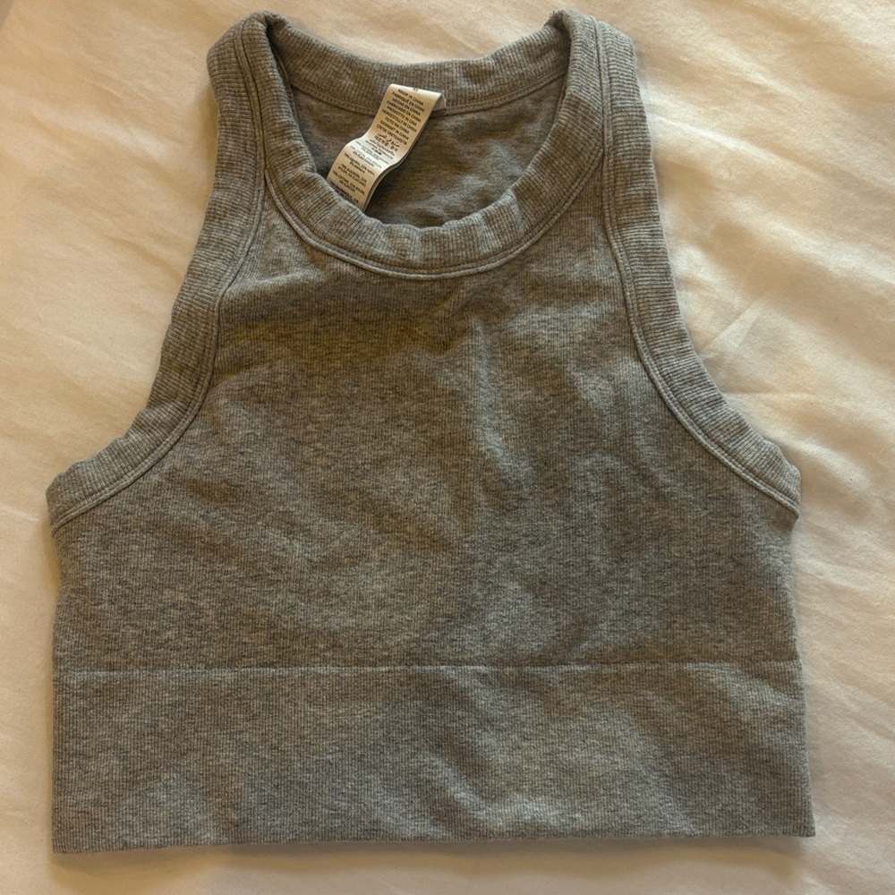 Alo Yoga Gray Sleeveless Crop Top